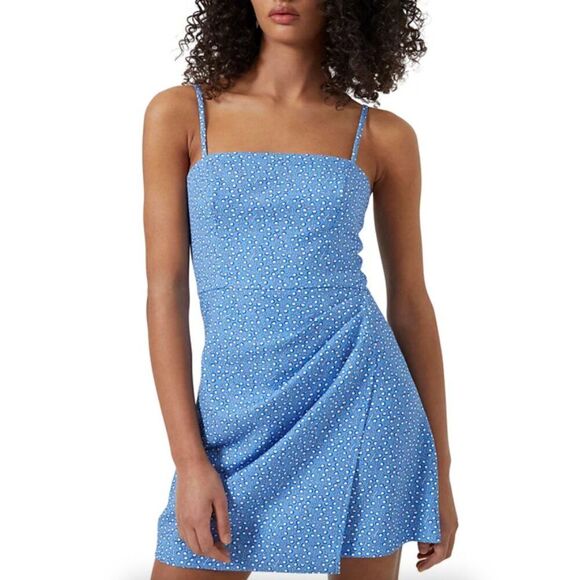 French Connection Dresses & Skirts - French Connection Elao Whisper Blue Floral Mini Dress Size 4 A-Line Wrap Skirt